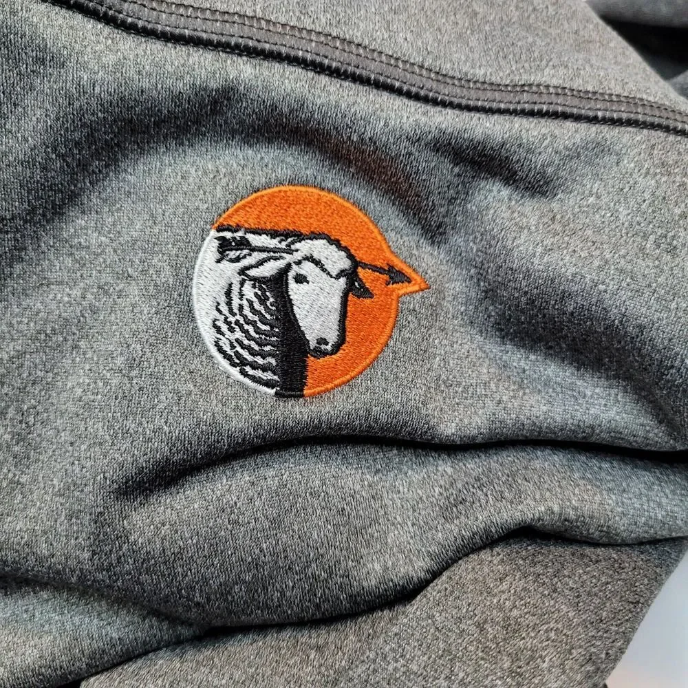 The North Face, Gray 1/4 Zip Pullover, Sheep‎ Logo on Back, Size M